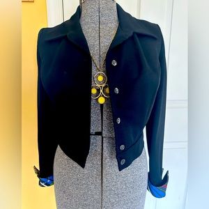 Women’s Vintage black colorful cuff crop bolero jacket size 12